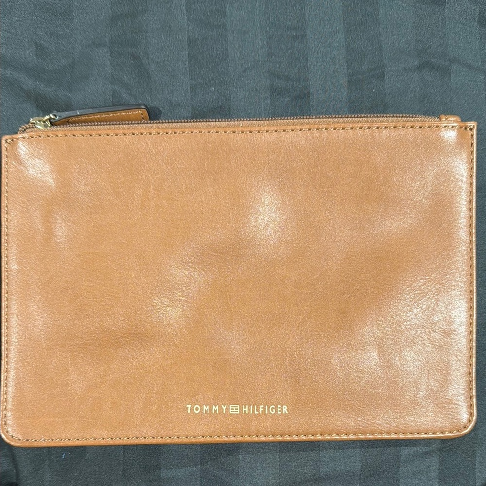 Tommy Hilfiger Tan Leather Clutch